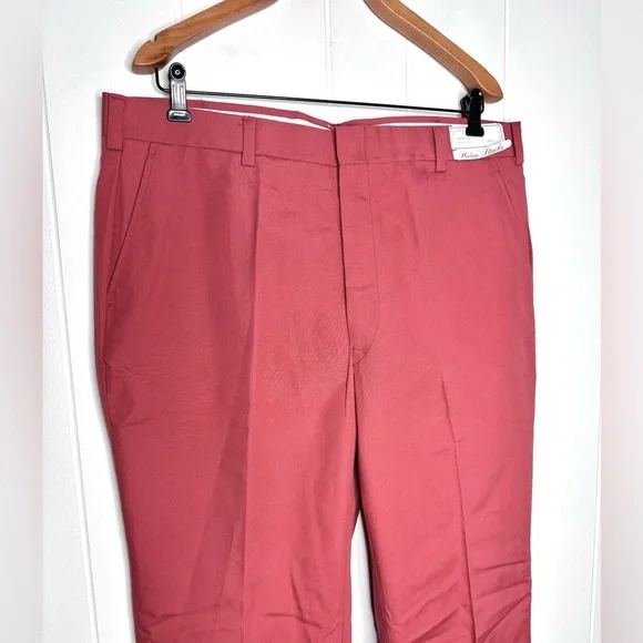 NEW Vintage Halrin Pants Un-hemmed - Solid Pink Retro Cotton Blend Slacks - Picture 2 of 12